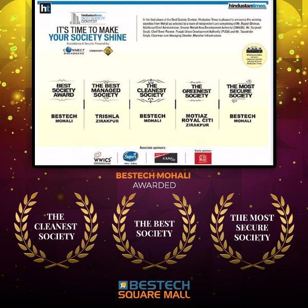 Bestech Group bagged 3 Awards for “Parkview Residences” society in Hindustan Times Best Society Contest in Mohali